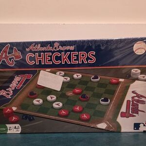 Checkers Board Game - Red, Navy & White